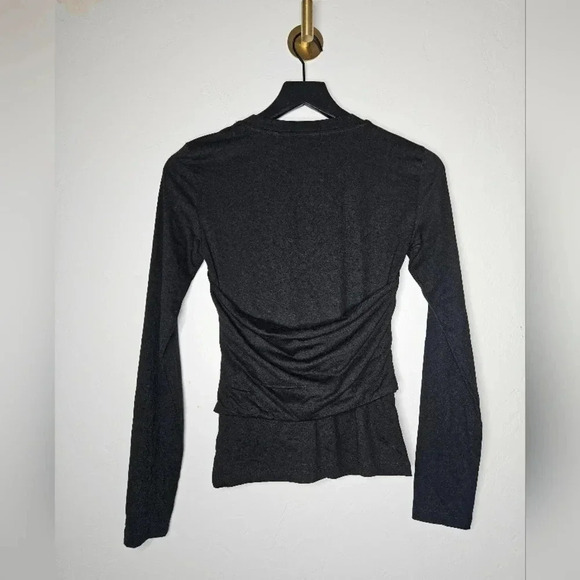 Vero Moda Long Sleeve Crew Neck Wrap Detail Top in Black - Picture 2 of 5